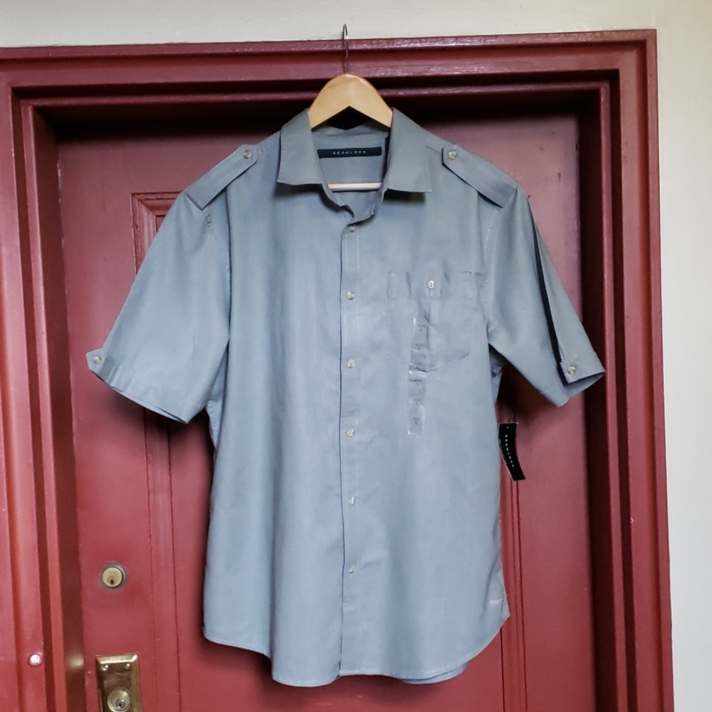 SEAN JOHN GRAY SHORT SLEEVE SHIRT SZ L - Picture 1 of 8